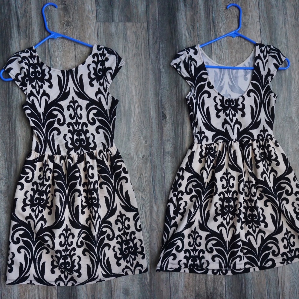 Elegant Cream & Black Dress